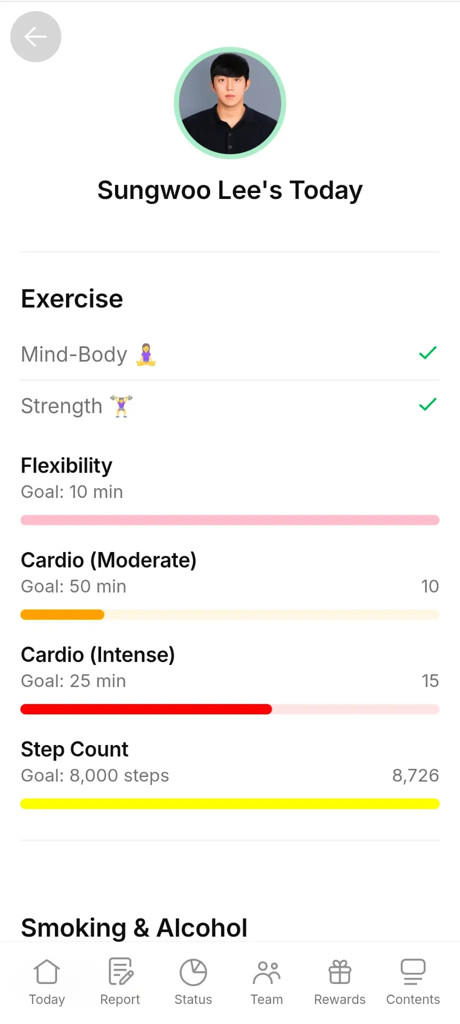 Today Exercise Tracking
