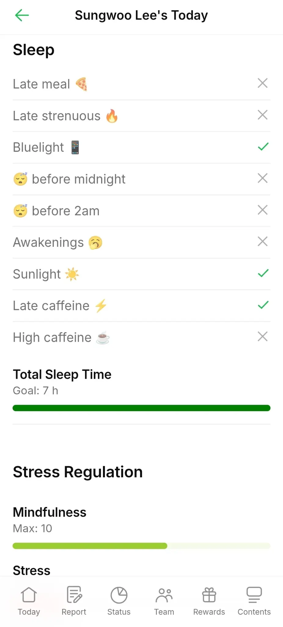 Today Sleep & Stress Tracking